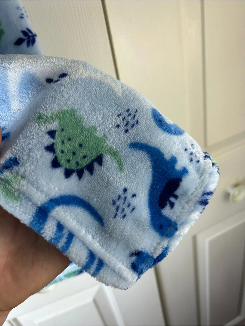 Gentle Steps Blue Green Dinosaurs Baby Blanket Leaves Palm Tree Volcano Dino